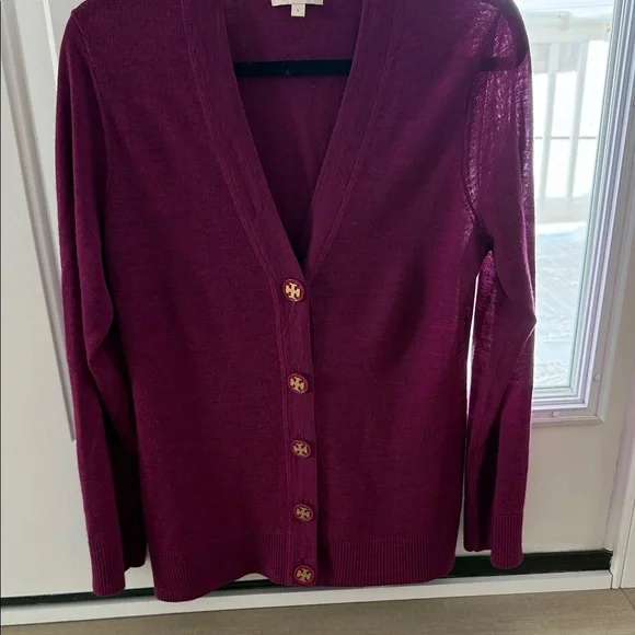 Tory Burch Cardigan Sweater light weight 100% merino wool - Picture 1 of 4